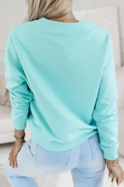 BLUZA BAWEŁNIANA AUTKO KWIATY TURKUSOWA