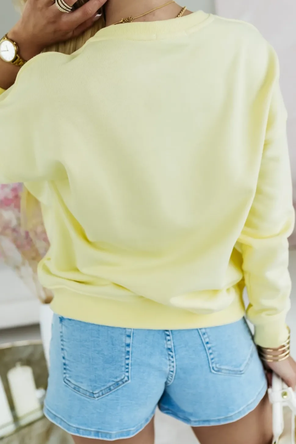 BLUZA BAWEŁNIANA AUTKO KWIATY ŻÓŁTA