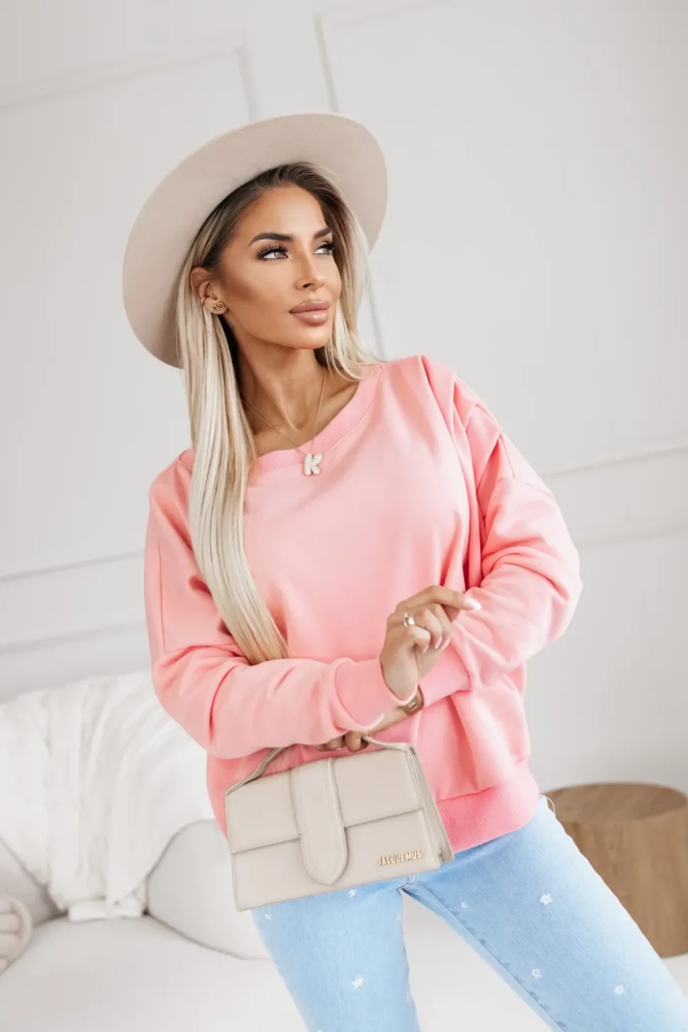 BLUZA BAWEŁNIANA HANA Z MARSZCZENIAMI NA RAMIONACH MORELOWA