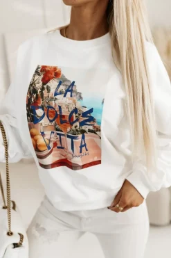 BLUZA BAWEŁNIANA LA DOLCE VITA BIAŁA