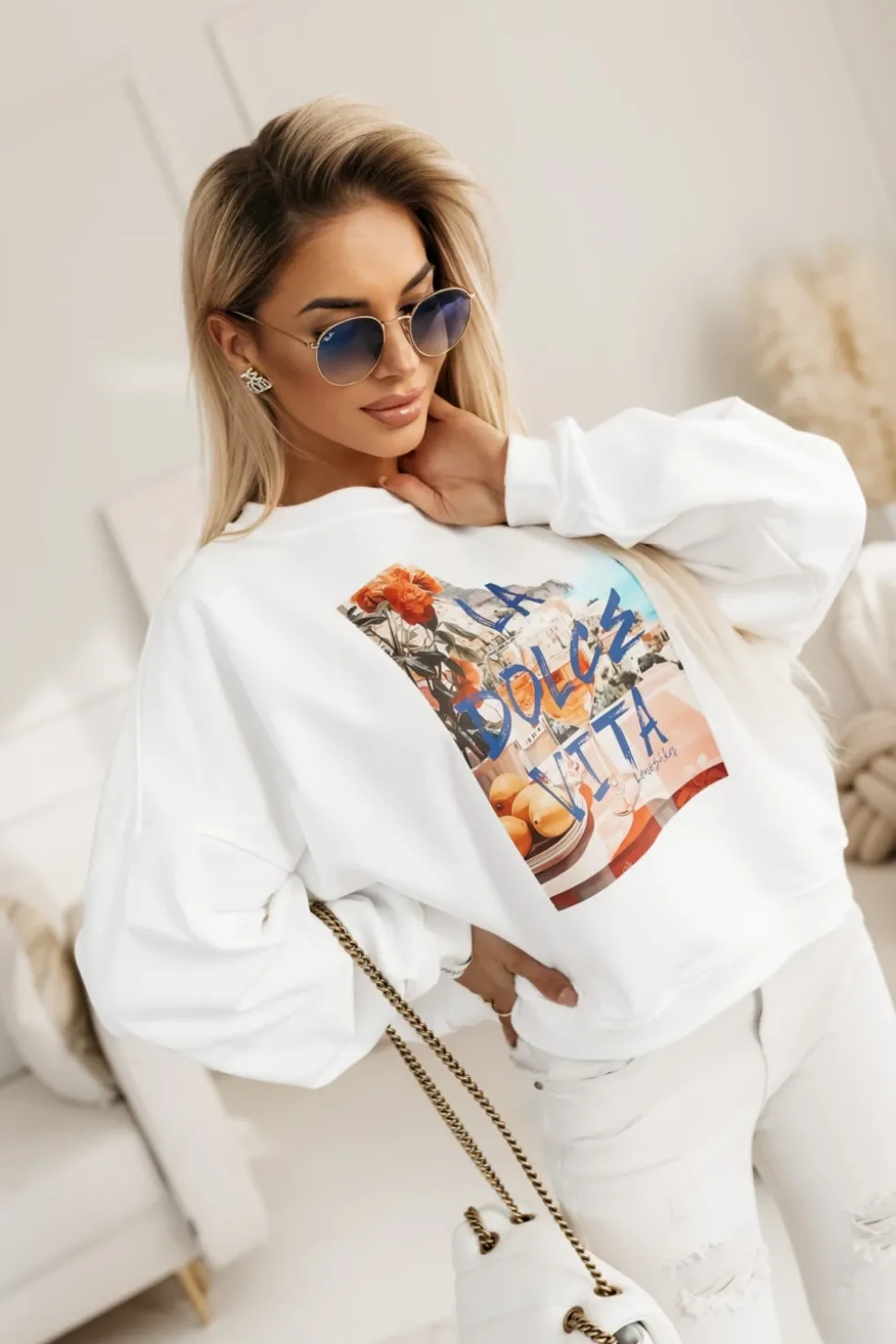 BLUZA BAWEŁNIANA LA DOLCE VITA BIAŁA