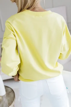 BLUZA BAWEŁNIANA TINY Z OZDOBNĄ BROSZKĄ ŻÓŁTA