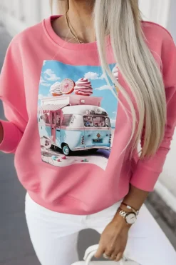 BLUZA BAWEŁNIANA Z NADRUKIEM VACATION ŁOSOSIOWA