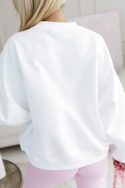 BLUZA BAWEŁNIANA Z NAPISEM POSITANO BIAŁA