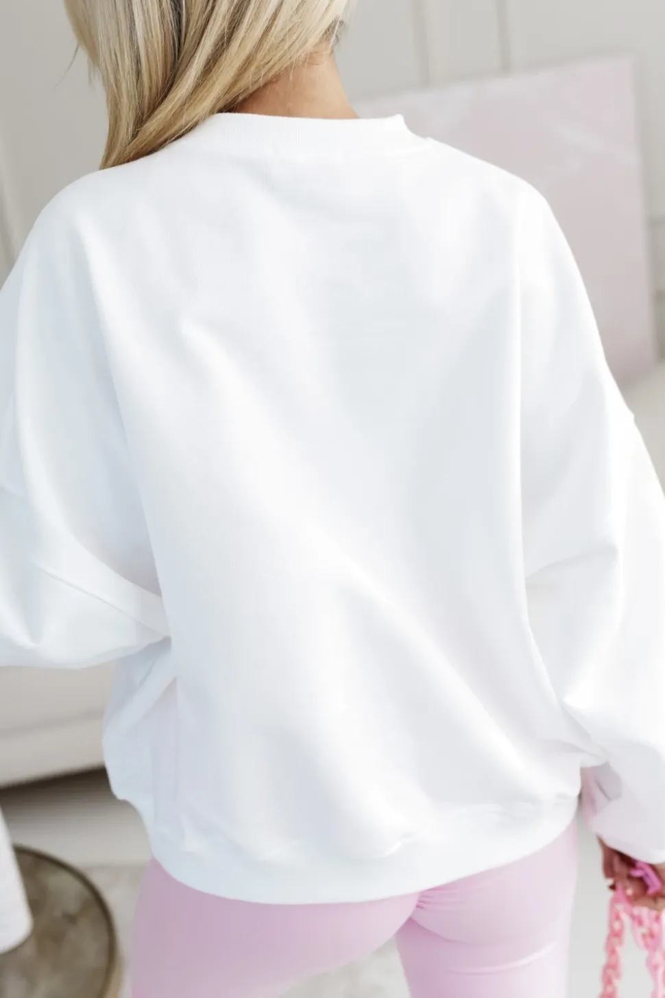 BLUZA BAWEŁNIANA Z NAPISEM POSITANO BIAŁA