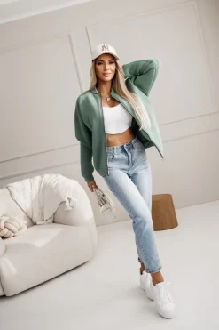 BLUZA BOMBERKA OCIEPLANA ZAPINANA NA SUWAK ZIELONA