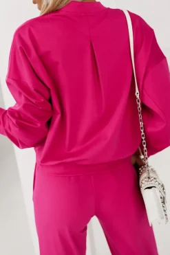 BLUZA BOMBERKA REDIAL Z WISKOZY ZAPINANA NA ZAMEK MOCNY RÓŻ