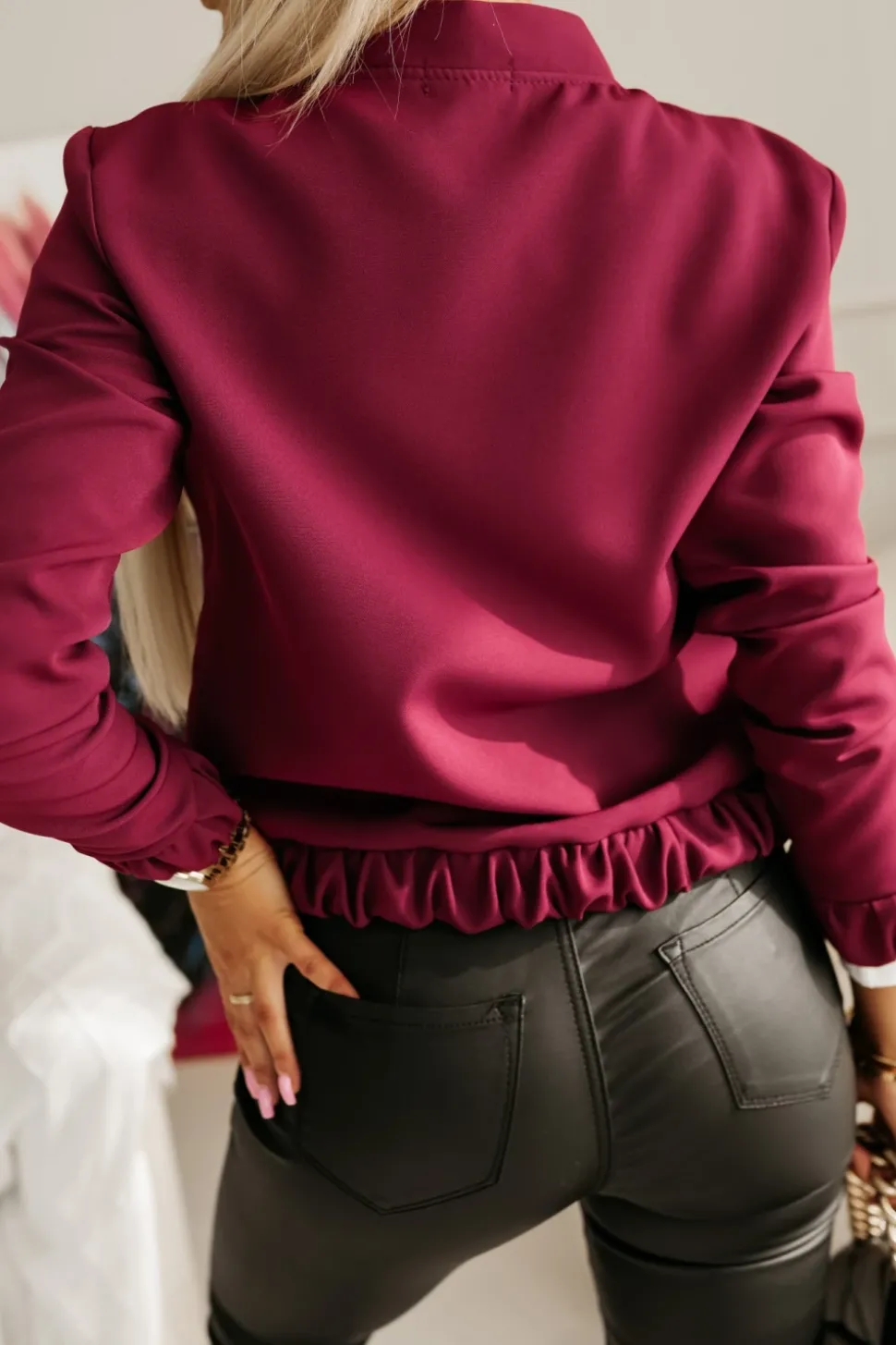 BLUZA BOMBERKA ZIP BURGUNDOWA