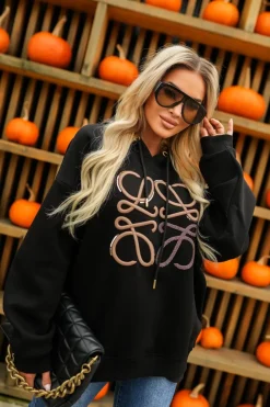 BLUZA DRESOWA BAWEŁNIANA KLOE Z KAPTUREM CZARNA