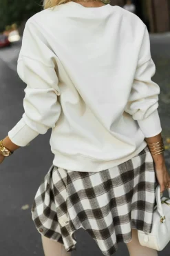 BLUZA DRESOWA BAWEŁNIANA LOVELY Z HAFTOWANYMI SERDUSZKAMI ECRU