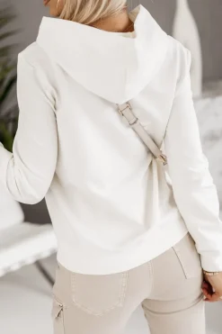 BLUZA DRESOWA BAWEŁNIANA Z KAPTUREM ECRU