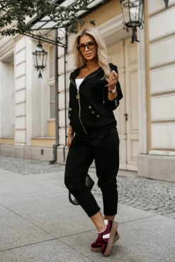 BLUZA DRESOWA CHICAGO Z KAPTUREM ROZPINANA CZARNA