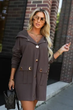 BLUZA PARKA Z KAPTUREM CZEKOLADOWA