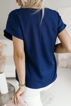 BLUZKA AMORE Z DEKOLTEM W SEREK GRANATOWA