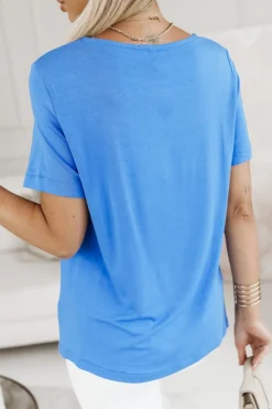 BLUZKA BASIC NIEBIESKA