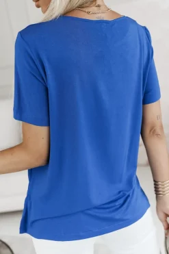 BLUZKA BASIC NIEBIESKA