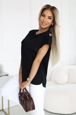 BLUZKA BAWEŁNIANA ASYMETRYCZNA CARGO CZARNA