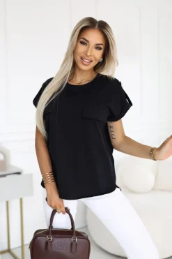 BLUZKA BAWEŁNIANA ASYMETRYCZNA CARGO CZARNA