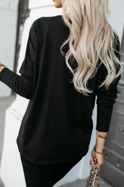 BLUZKA BAWEŁNIANA BASIC LONG GEPARD CZARNA