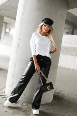 BLUZKA BAWEŁNIANA Z APLIKACJĄ W KSZTAŁCIE SERCA BIAŁA