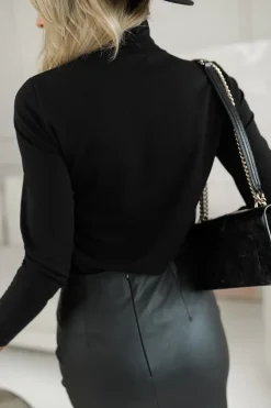 BLUZKA BAWEŁNIANA Z PÓŁGOFLEM CZARNA