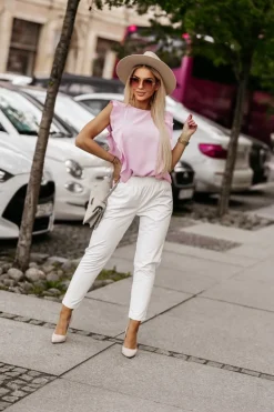 BLUZKA CLEO Z FALBANKAMI RÓŻOWA