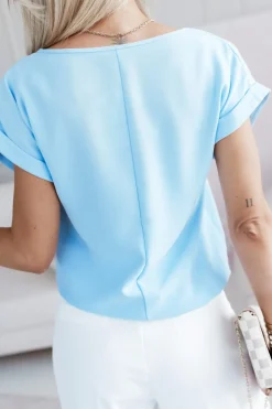 BLUZKA ELEGANCKA FENI BŁĘKITNA