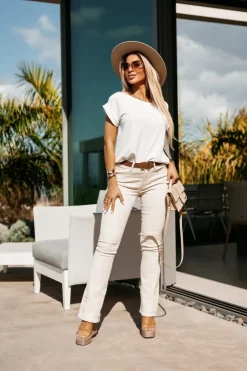 BLUZKA ELEGANCKA FENI ŚMIETANKOWA