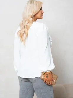 BLUZKA GLORIA Z BROSZKĄ Z PEREŁKAMI W KOMPLECIE BIAŁA