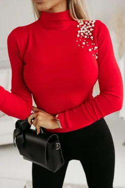 BLUZKA GOLF SANTA Z PEREŁKAMI NA BOKU CZERWONY