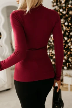 BLUZKA GOLF SANTA Z PEREŁKAMI NA BOKU BURGUNDOWY