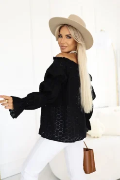 BLUZKA JESSIE AŻUROWA HISZPANKA CZARNA