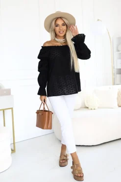 BLUZKA JESSIE AŻUROWA HISZPANKA CZARNA