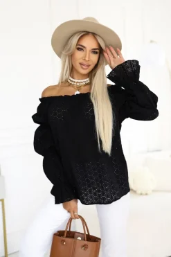 BLUZKA JESSIE AŻUROWA HISZPANKA CZARNA