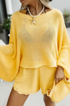 BLUZKA JOKA OVERSIZE PLAŻOWA DZIANINOWA ŻÓŁTA