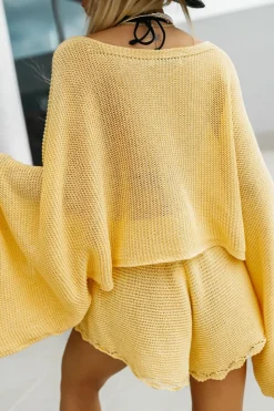 BLUZKA JOKA OVERSIZE PLAŻOWA DZIANINOWA ŻÓŁTA