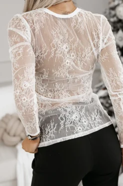 BLUZKA KORONKOWA ETNA Z PODSZEWKĄ BIAŁA