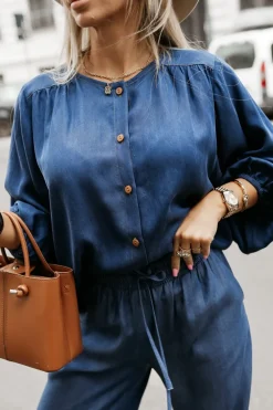 BLUZKA KOSZULOWA ARTI DENIMOWA GRANATOWA