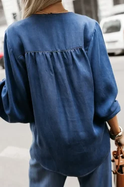 BLUZKA KOSZULOWA ARTI DENIMOWA GRANATOWA