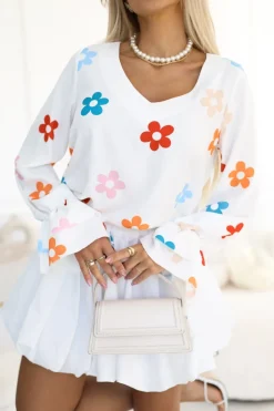 BLUZKA KOSZULOWA ASTRIA BIAŁA W KOLOROWE KWIATY