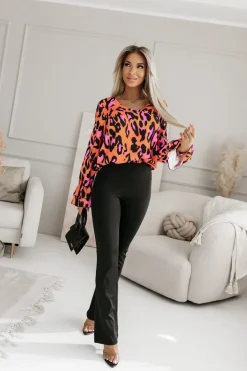 BLUZKA KOSZULOWA ASTRIA PANTERKA POMARAŃCZOWO-CZARNA