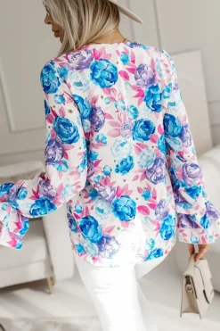 BLUZKA KOSZULOWA ASTRIA PUDROWO-NIEBIESKA