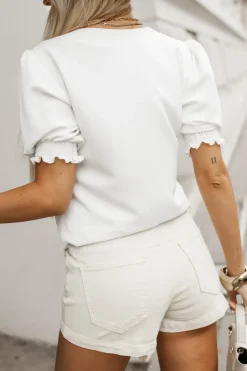 BLUZKA KOSZULOWA BELLA Z BUFKAMI BIAŁA