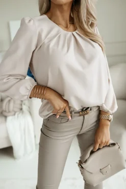 BLUZKA KOSZULOWA BONA BEŻOWA