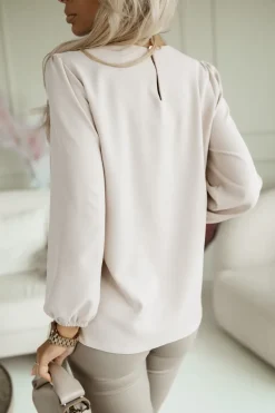 BLUZKA KOSZULOWA BONA BEŻOWA