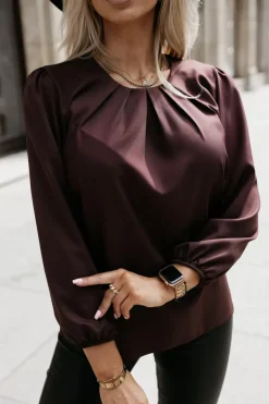 BLUZKA KOSZULOWA BONA BRĄZOWA