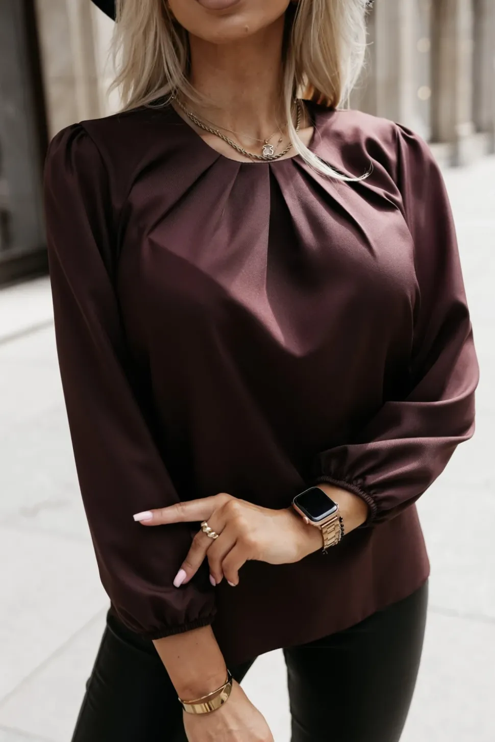 BLUZKA KOSZULOWA BONA BRĄZOWA