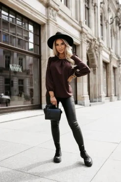 BLUZKA KOSZULOWA BONA BRĄZOWA