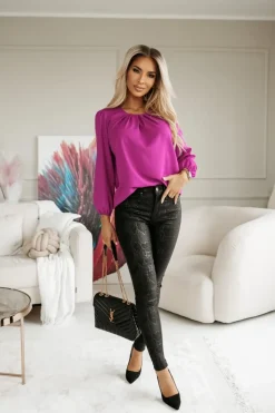 BLUZKA KOSZULOWA BONA FUKSJA
