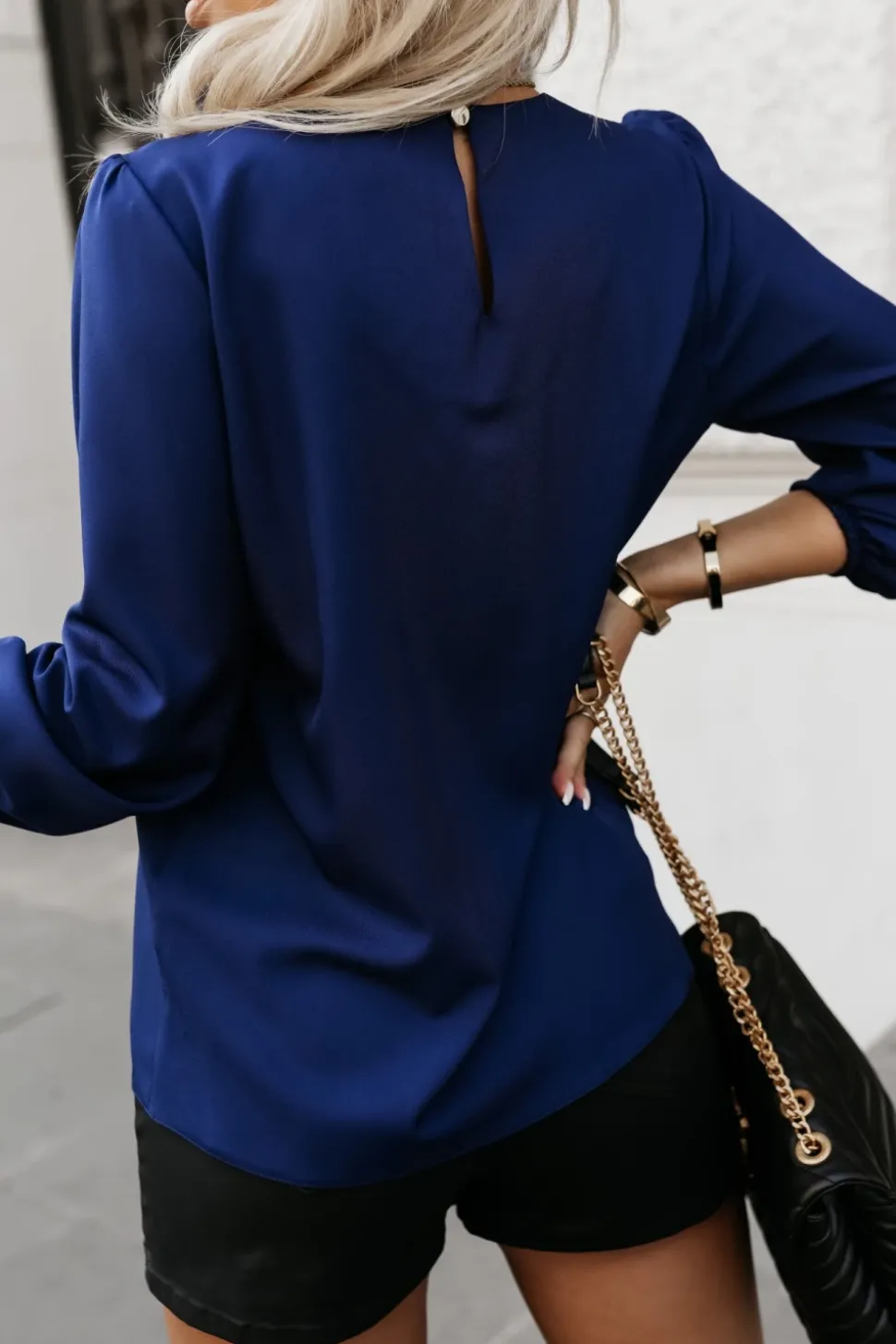 BLUZKA KOSZULOWA BONA GRANATOWA